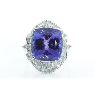 11.78ct Tanzanite & Diamond Ring