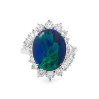 3.55ct Black Opal and Diamond Ring 11.3g