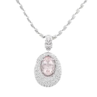 2.85ct Morganite & 1.14ct Diamond Pendant