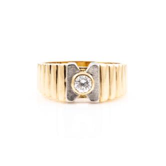 Diamond Mens 18ct Gold & Plat Ring 8.2g*