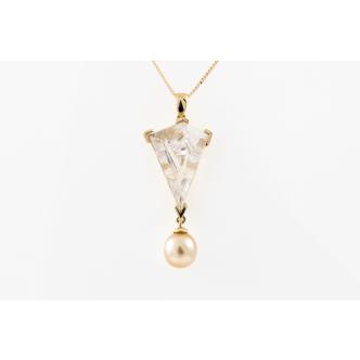 8.7mm Pearl and Rutilated Quartz Pendant