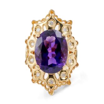 7.85ct Amethyst & Diamond Ring*