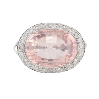 6.62ct Rose Quartz & Diamond Ring 18ct Gold*