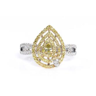 Yellow and White Diamond Dress Ring