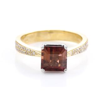 Emerald Cut Tourmaline & Diamond Ring