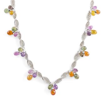 28.20ct Sapphire & Diamond Necklace 18ct Gold 25g*