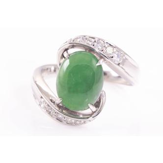 2.96ct Natural Jade and Diamond Ring
