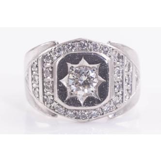 1.29ct Diamond Mens Ring Plat 24.8g