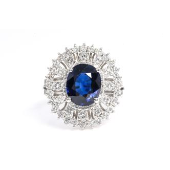 2.98ct Sapphire & 1.30ct Diamond Ring
