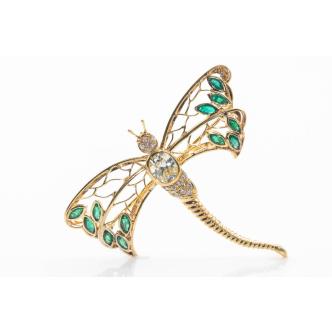 1.01ct Emerald and 1.23ct Diamond Brooch