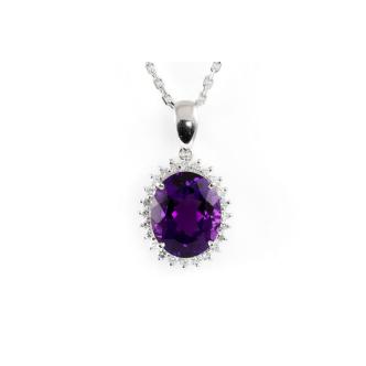 3.30ct Amethyst and Diamond Pendant