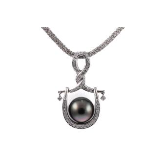 12.3mm Tahitian Pearl & Diamond Pendant