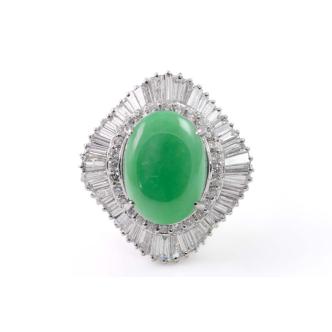 9.02ct Jadeite Jade & 2.81ct Diamond Ring