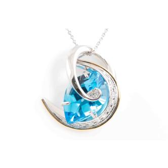 10.56ct Blue Topaz & Diamond Pendant 16.6g*