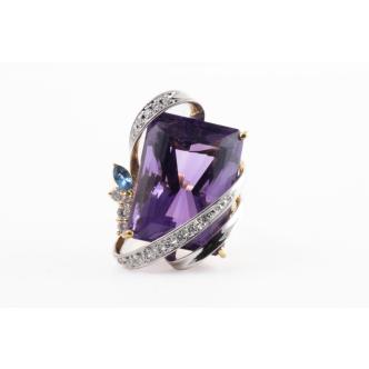 23.46ct Amethyst, Topaz and Diamond Ring