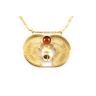 Egyptian Scarab Beetle Gold Pendant