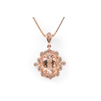 1.12ct Morganite and Diamond Pendant