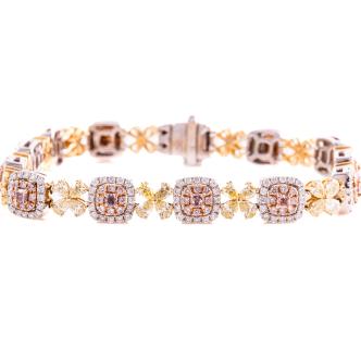 Fancy Pink & Yellow Diamond Bracelet GIA