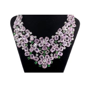 Kunzite, Garnet and Diamond Necklace