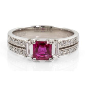 1.02ct Burmese Ruby GIA & Diamond Ring Platinum