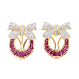 1.20ct Ruby & 0.40ct Diamond Earrings