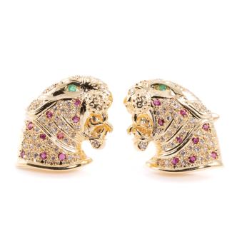 Emerald, Ruby and Diamond Cufflinks