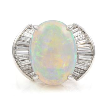 5.13ct Solid Opal & Baguette Diamond Ring*