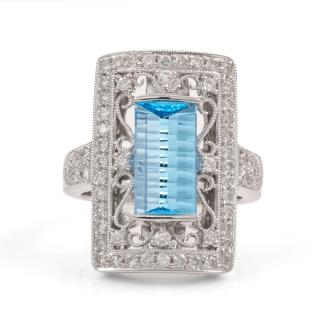 3.11ct Blue Topaz & 0.80ct Diamond Ring