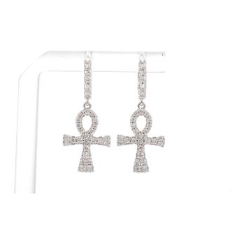 0.92ct Diamond Cross Hoop Earrings