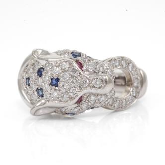 Ruby, Sapphire & Diamond Panther Ring