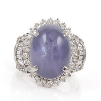 20.58ct Star Sapphire and Diamond Ring