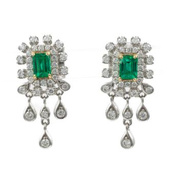 Colombian Emerald and Diamond Earrings