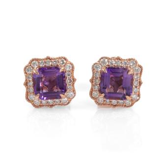 0.80ct Amethyst and Diamond Earrings