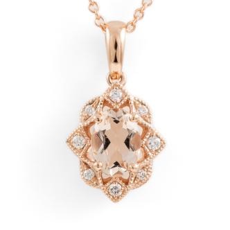 0.57ct Morganite and Diamond Pendant
