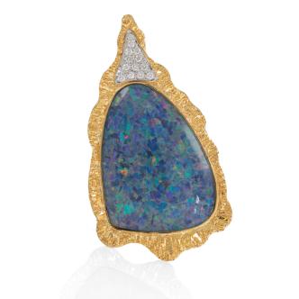 Triplet Opal & Diamond Pendant 18ct gold