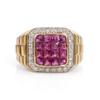 2.50ct Ruby and Diamond Mens Ring