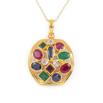 Mixed Gemstone & Diamond Pendant
