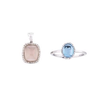 Topaz Ring & Rose Quartz Pendant Set