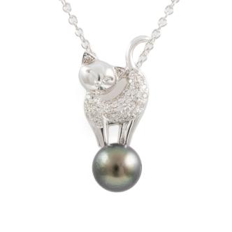 7.9mm Tahitian Pearl and Diamond Pendant