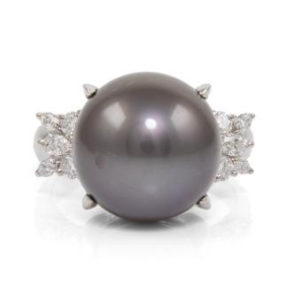 14.0mm Tahitian Pearl and Diamond Ring