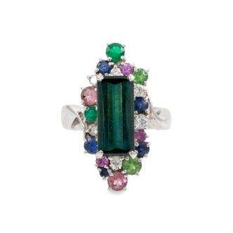 3.70ct Tourmaline & Mixed Gemstone Ring