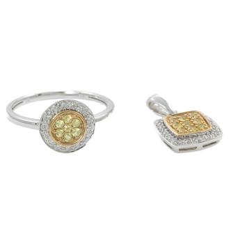 Sapphire & Diamond Ring & Pendant Set