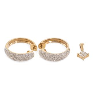 2 Piece Set: Diamond Earrings & Pendant