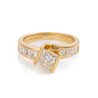1.00ct Centre Princess Cut Diamond H SI2 Ring