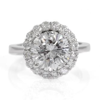 3.09ct Diamond GSL F P1 in Halo Ring