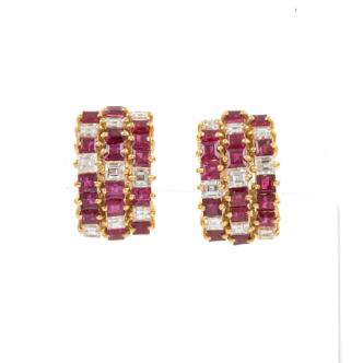 3.20ct Ruby & 1.13ct Diamond Earrings