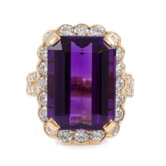 14.52ct Amethyst & Diamond Ring