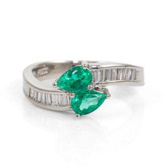 0.70ct Emerald and Diamond Ring