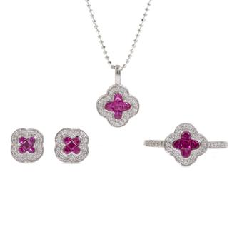 Ruby & Diamond Ring, earring & Pendant