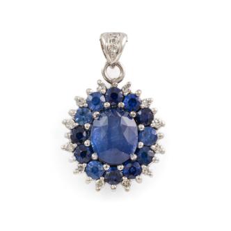 Blue Sapphire and Diamond Pendant